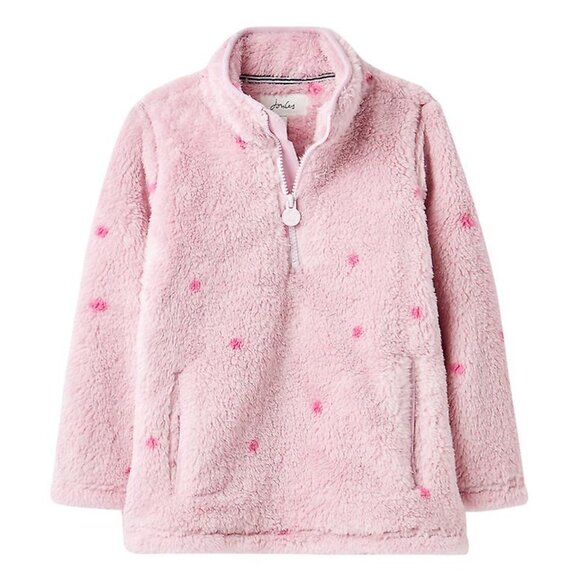 Joules Merridie pink polka dot Half Zip Fleece size 1yr - Picture 1 of 5